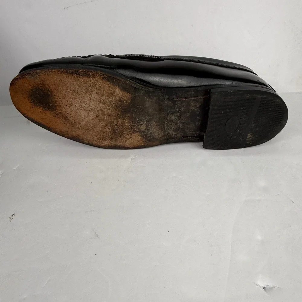 Bass Weejuns Levin Penny Loafers Mens 10 D Black Leather Classic Slip On Shoes
